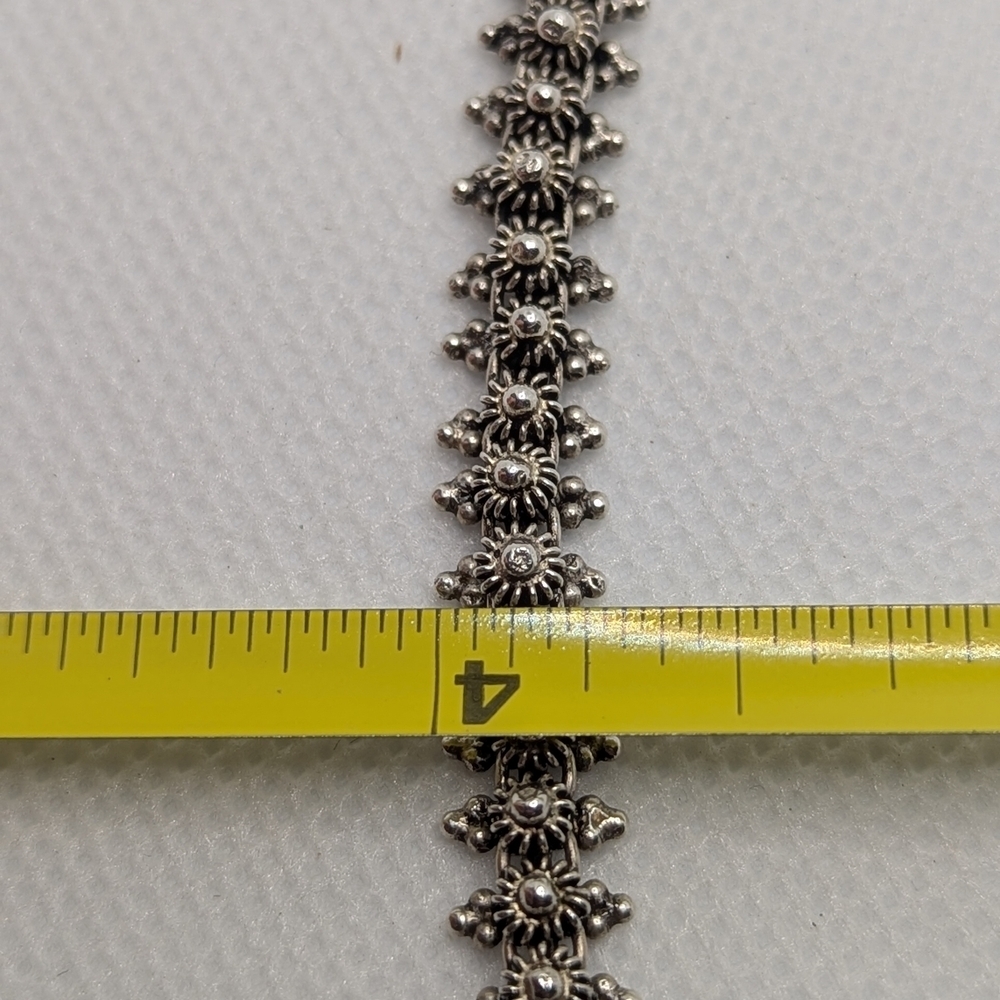 Granulated Flower Silver Necklace - Picture 8 of 8